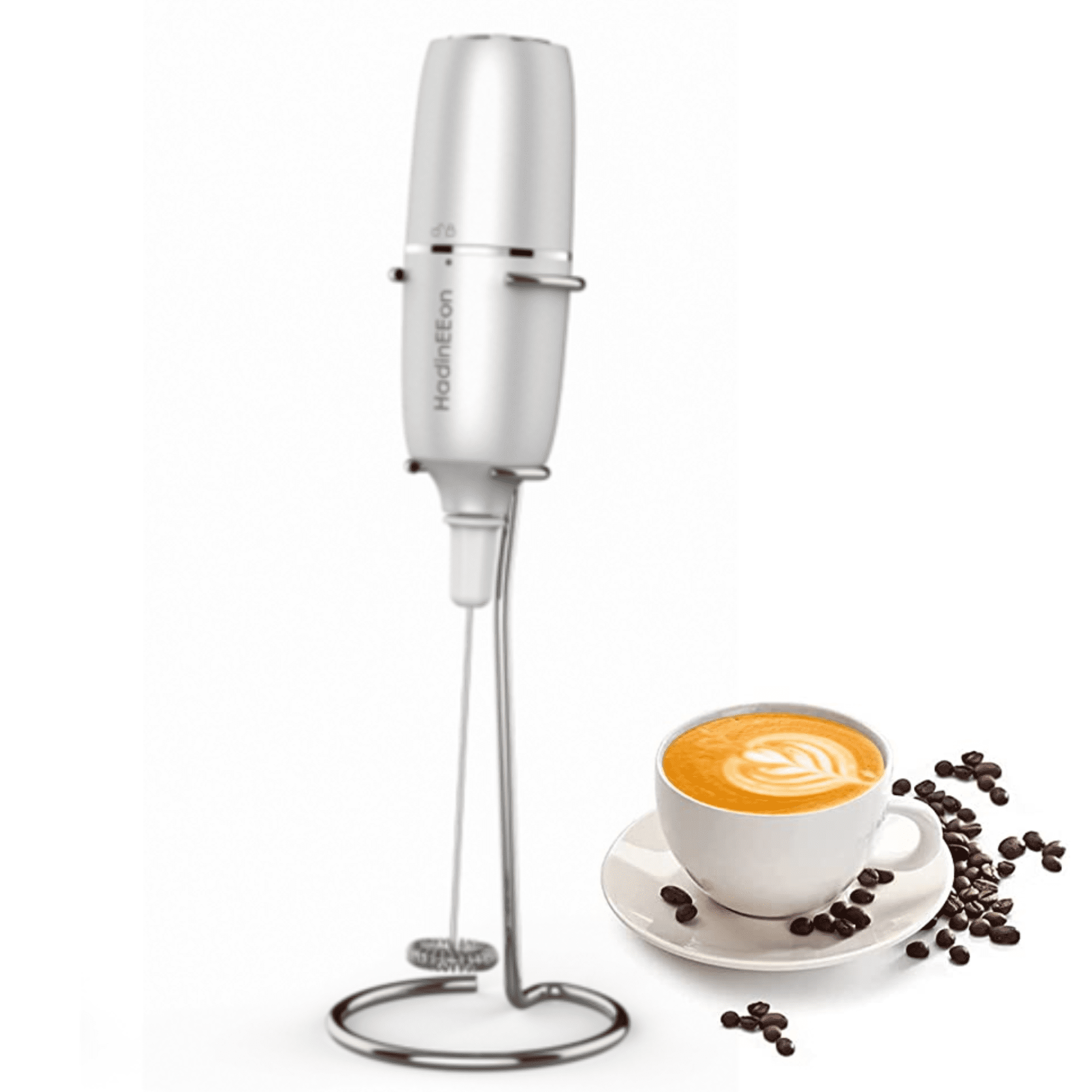 Chamberlain Coffee White Milk Frother - Handheld Frother for Coffee,  Matcha, Hot Chocolate and Drink Mixer - Electric Foam Maker - White