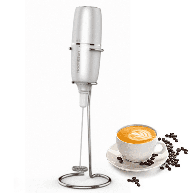 Milk Frother for Coffee, Handheld Drink Mixer Electric Whisk W/ Stand,  Cappuccino, Frappe, Matcha, Hot Chocolate Foam Maker, Black, by Mata1-USA