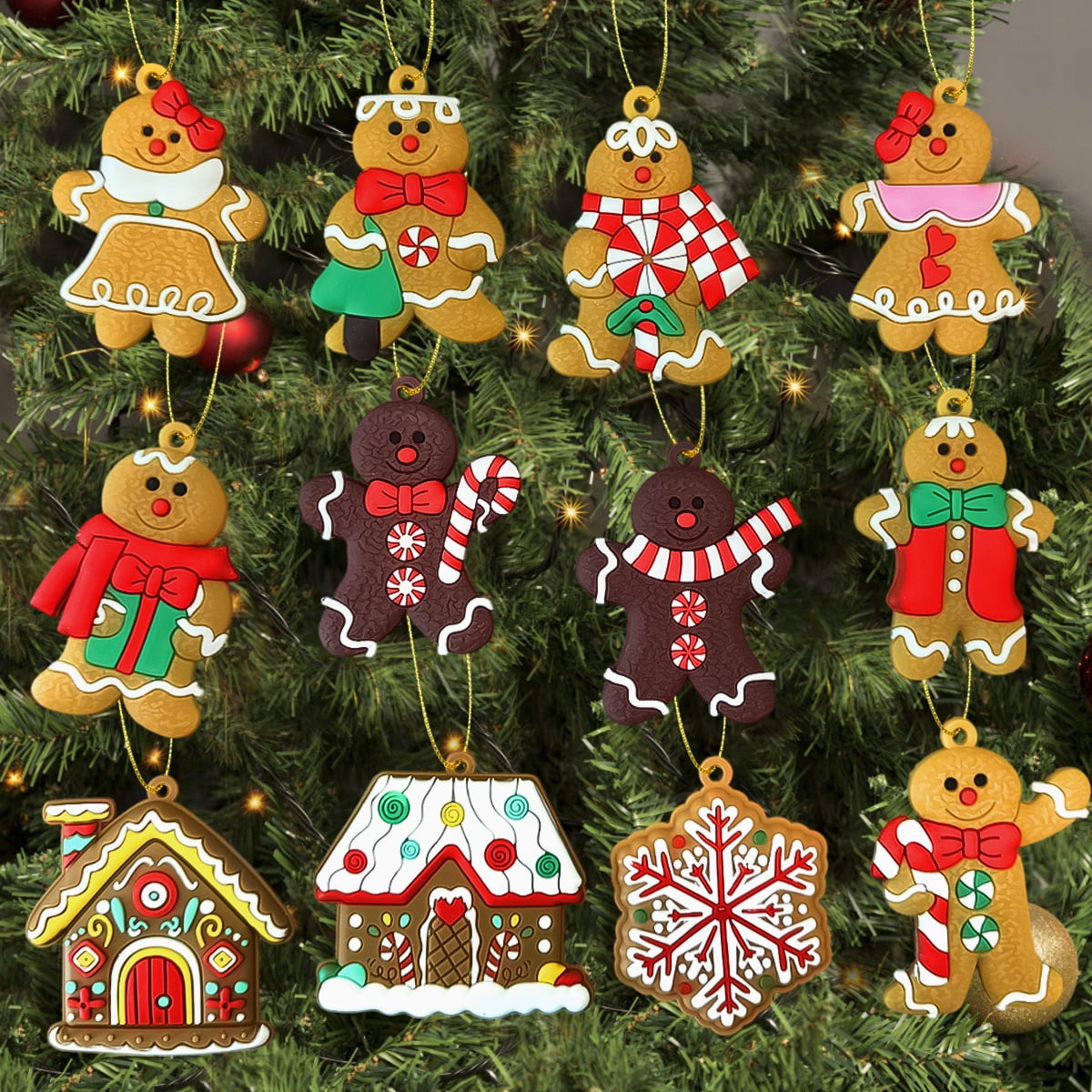 HadinEEon Christmas Ornaments, Christmas Tree Decorations, Gingerbread Man, 12 Pcs, 3 inches