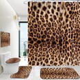 thumbnail image 1 of Hadint 4Pcs Brown Leopard Print Pattern Shower Curtain Set, Shower Curtain and Rug Set, 12 Pcs Hooks, 71inx71in, 1 of 11