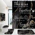thumbnail image 1 of Hadint 4Pcs Gold Marble Gilt Texture Letter Butterfly Print Pattern Bathroom Shower Curtains Set, 12Pcs Hooks, 71inx71in, 1 of 12