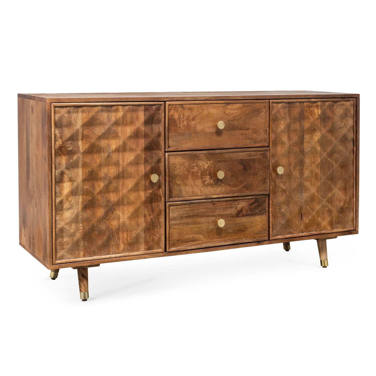 Hadley 55" Brown Mango Wood Sideboard with Gold Accents