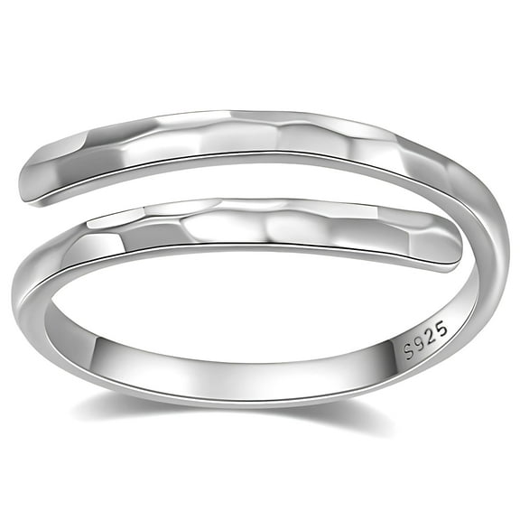 Hadley Adjustable Wrap Ring for Women Resizable Hammered Sterling Silver Wedding Band