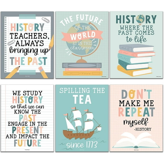 Hadley Designs 11" x 14" Boho History Bulletin Board Classroom Decor Posters 6/Set (HDDX004BE8MKR)