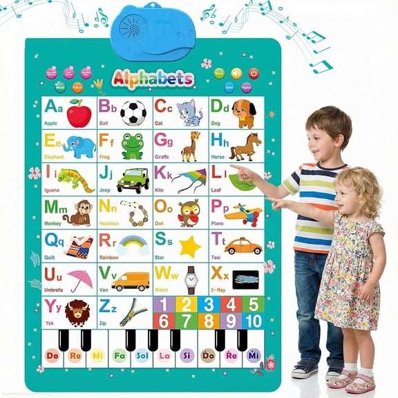 ABSOKE Electronic Alphabet Wall Chart,ABCs,123s,Animal Words & Piano,Interactive Touch Buttons Educational Gift for Toddlers 1-3