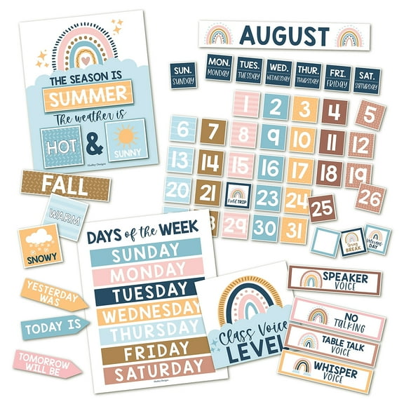 Hadley Designs Boho Circle Time Bulletin Board Calendar for Classroom 100/Set (HDDX004A2JZ51)