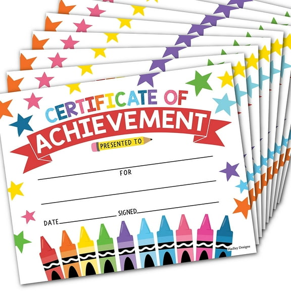 Hadley Designs Colorful Crayons Award Certificates of Achievement for Students 8" x 10" Multicolored