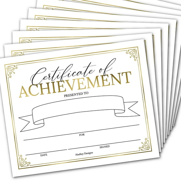 Hadley Designs Elegant Gold Award Certificates of Achievement for Students 8" x 10" Multicolored