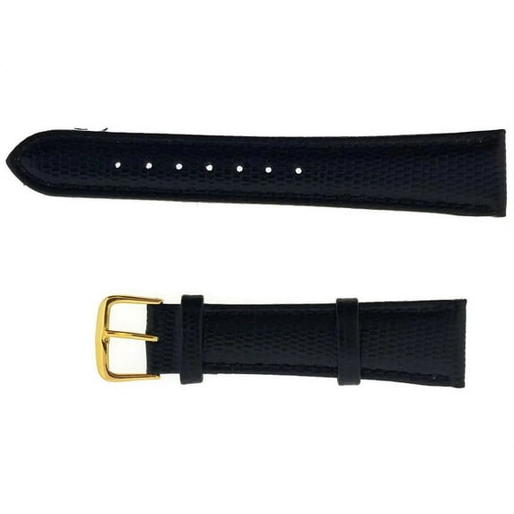 Hadley Roma 762402774292 Men's Black Lizard Grain 20mm Watch Band