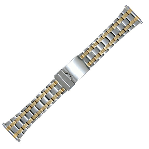 Hadley Roma MB9257T 22-28mm Mens Watchband Two-Tone Squeeze End Wide Link