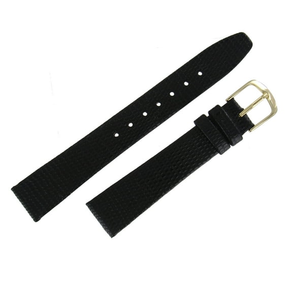 Hadley Roma MS706 18mm Mens Regular Black Lizard Grain Leather Watch Strap