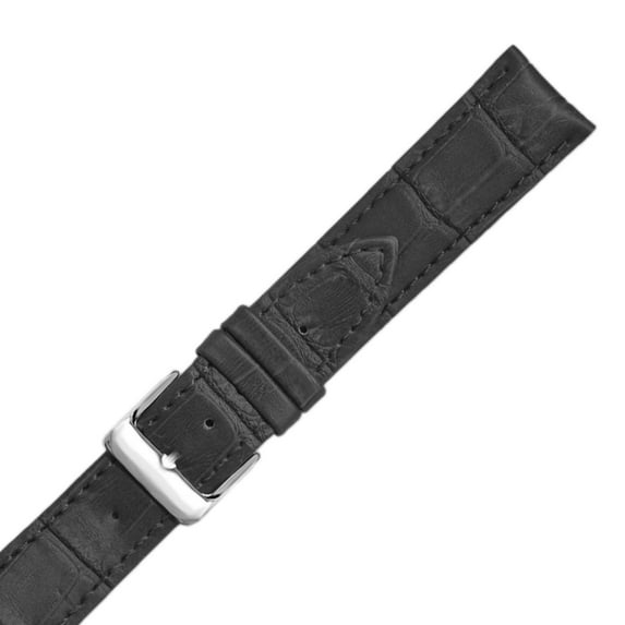 Hadley Roma MS737 22mm Black Alligator Grain Calfskin Semi-Matte Mens Watch Band