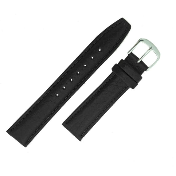 Hadley Roma MS788 17mm Regular Black Shrunken Grain Leather Men's Watch Band