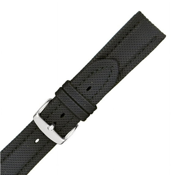Hadley Roma MS841 22mm Black Textured Stitched Men Watch Band(Leather)