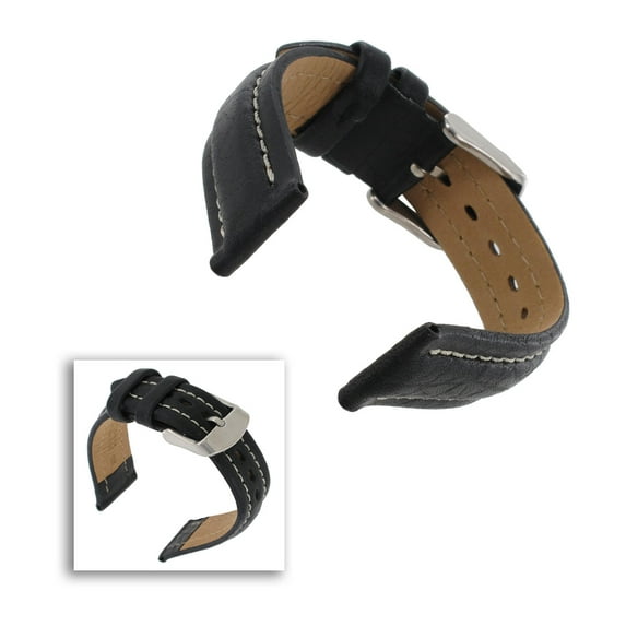 Hadley-Roma Men's 20mm Leather Watch Strap, Color:Black (Model: MSM886RA-200)