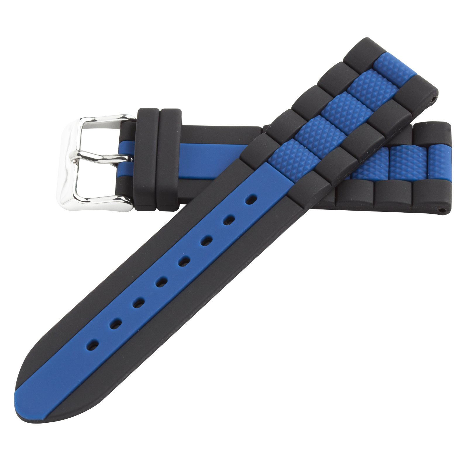 Hadley-Roma MS-3344 Black/Blue 20mm Diver - Walmart.com