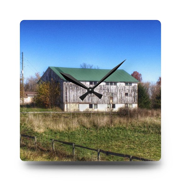 U R There Photography Hadley White Rustic Farmhouse Acrylic Analog Wall Clock