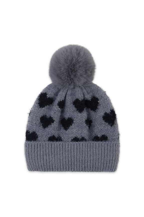 Heart Beanie, Gray