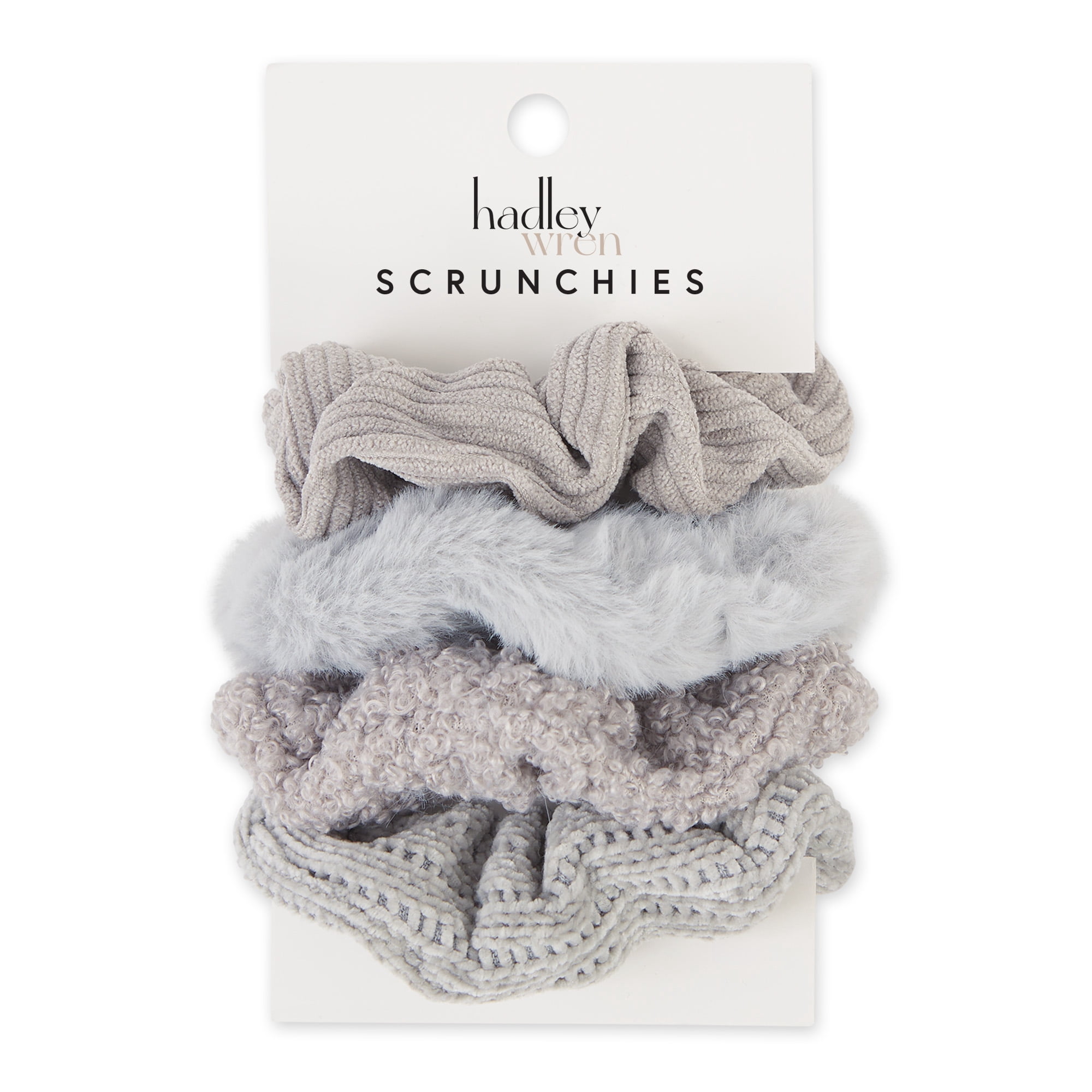 Hadley Wren Scrunchie 4-Piece Set, Gray