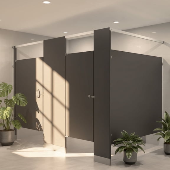 Hadrian Powder Coated Bathroom Partition - Left In Corner - 3 Stalls