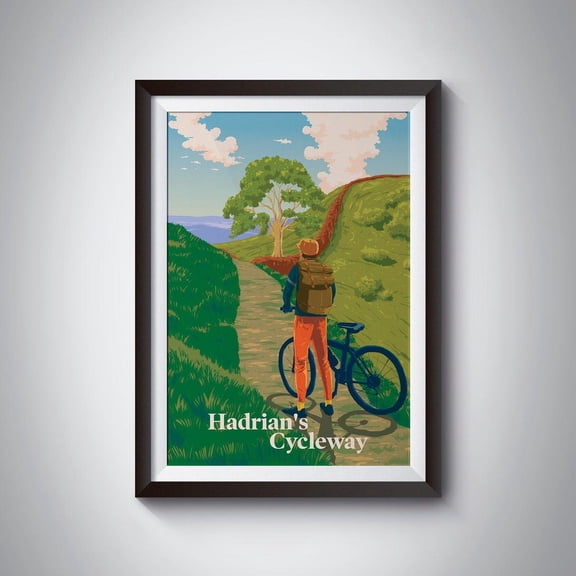 Hadrians Cycleway Northumberland National Park Bicycle Art, Unframed Canvas 8x10in