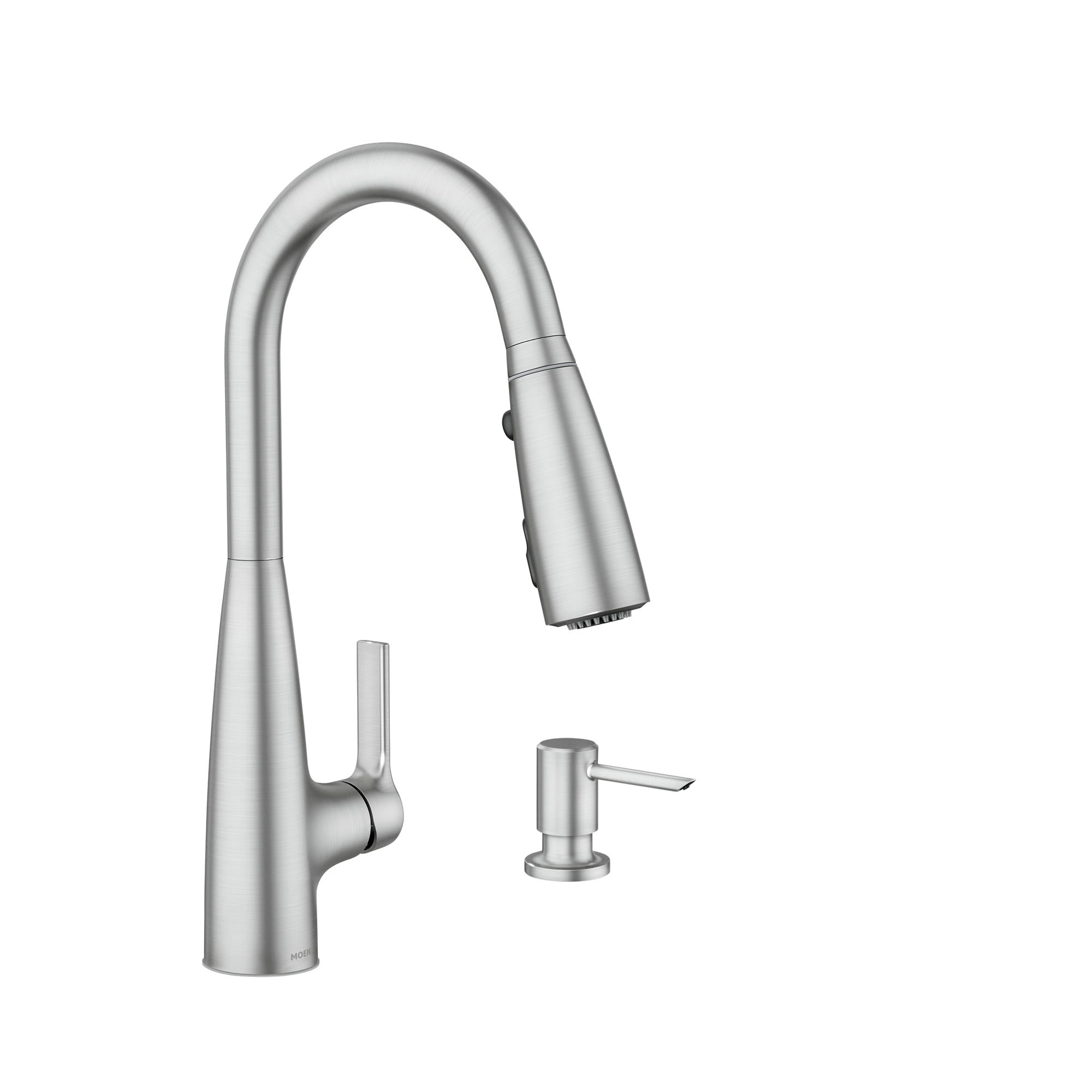 Stainless Steel Single-Handle Pull-Down Kitchen Faucet with LED Temperature Indicator