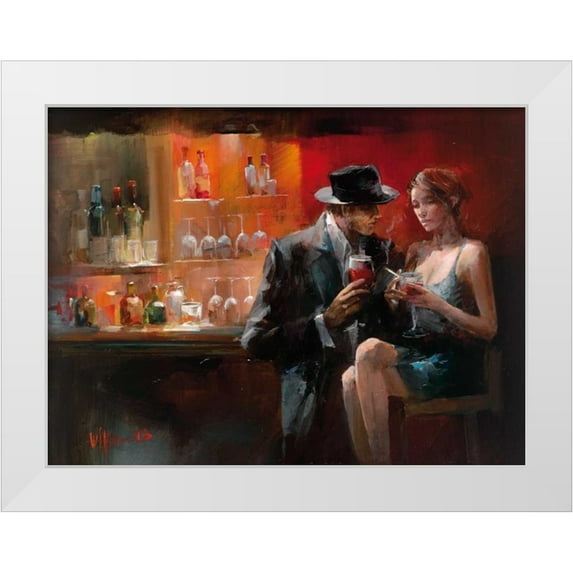 Haenraets, Willem 14x12 White Modern Wood Framed Museum Art Print Titled - Evening in the Bar I