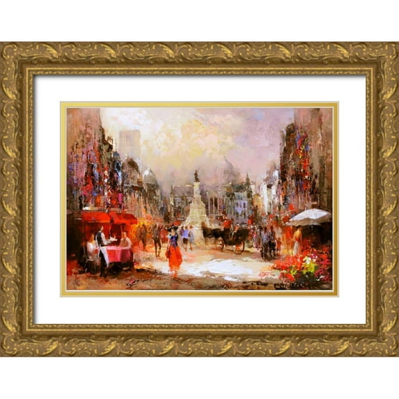 Haenraets, Willem 18x14 Gold Ornate Wood Framed with Double Matting Museum Art Print Titled - Cafe Rouge V