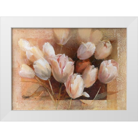 Haenraets, Willem 18x14 White Modern Wood Framed Museum Art Print Titled - Theas tulips for you
