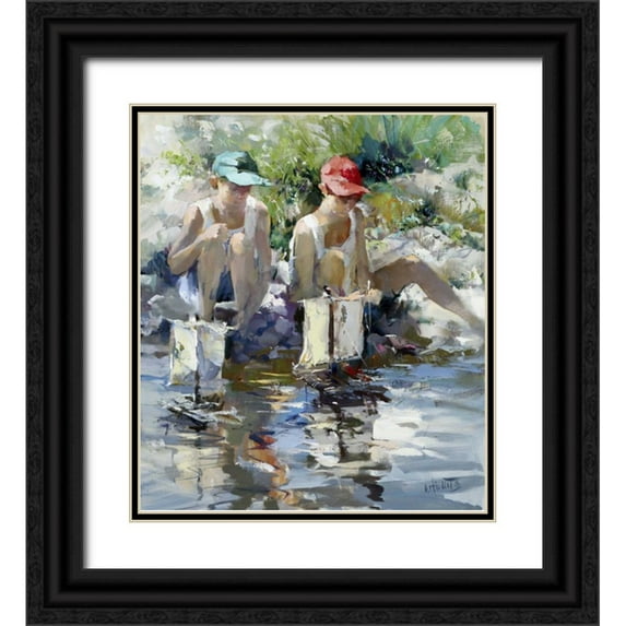 Haenraets, Willem 20x22 Black Ornate Wood Framed with Double Matting Museum Art Print Titled - Boys