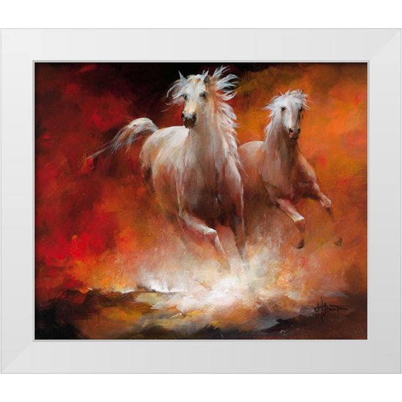 Haenraets, Willem 30x26 White Modern Wood Framed Museum Art Print Titled - Wild Horses II