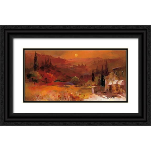 Haenraets, Willem 32x18 Black Ornate Wood Framed with Double Matting Museum Art Print Titled - Romantic Tuscany II