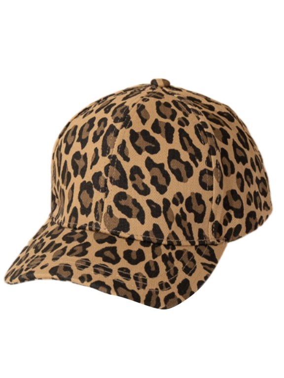 Baseball Cap Brown Leopards Pattern Sporty S Adjustable Fit Cotton Summer Hat Sun Protection for Outdoor Activities