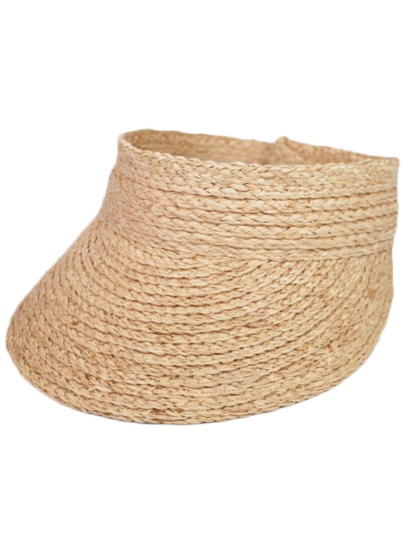 Baseball Cap Womens Summer Woven Straw Open Top for Sun Hat Foldable Packable Roll-up Wide Brim Sunscreen Outdoor