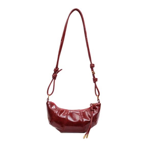 HaevnNest Dumpling Bag Small Burgundy Pu1eatherCasual Shoulder Bag for Work and Daily Commute