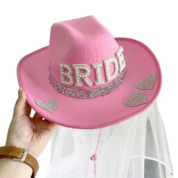HaevnNest Hat Pink Bridal Party Top Veil Costume Hat Bachelorette Headwear Night Club