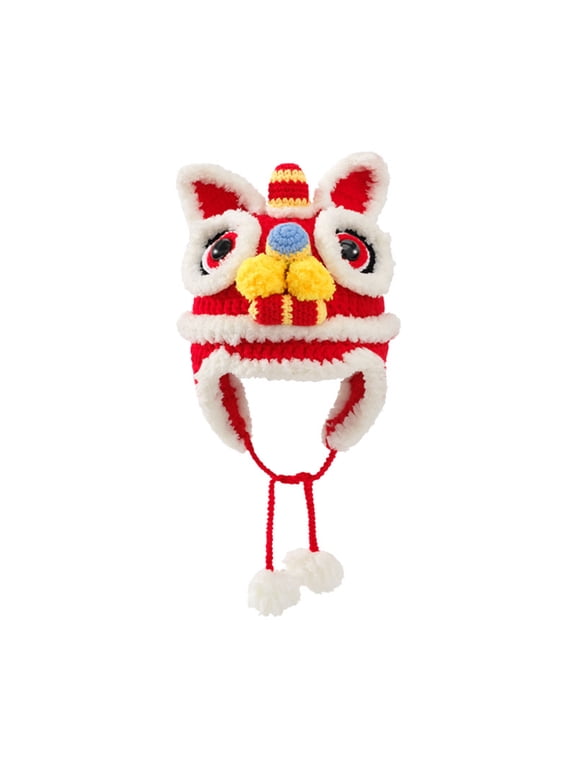 Hat Red Cartoon Photography Earflap New Year Tiger Hat Kids for Birthday Christmas