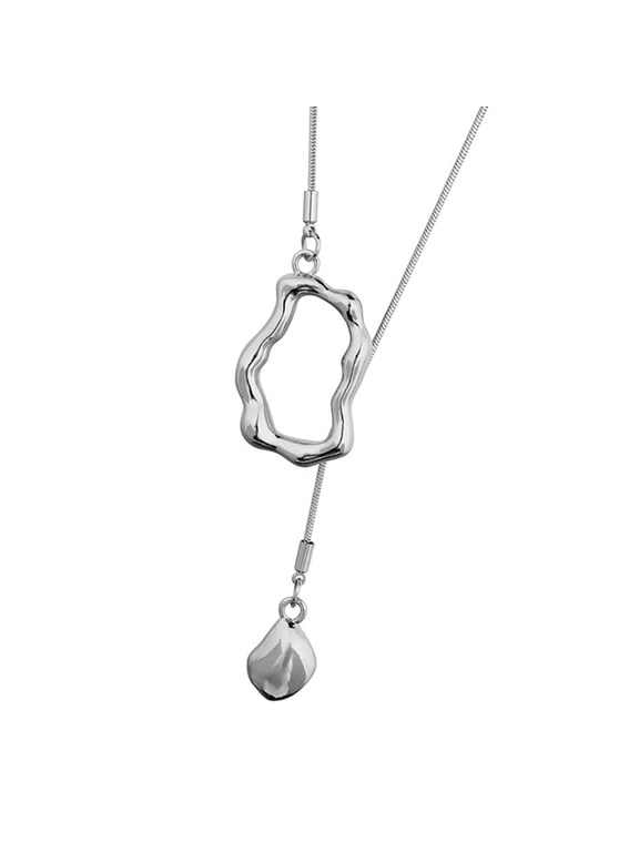 Pendant Necklace Snake Bone Chain Silver Long for Women