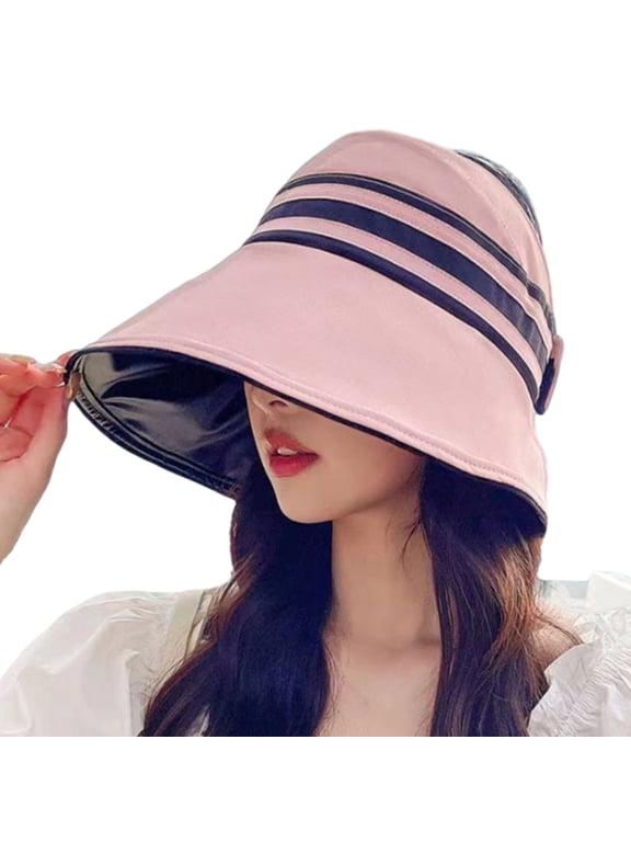 Sun Hat Pink Wide Brims Visor Hat Female UV Protective Summer Open Top Camping