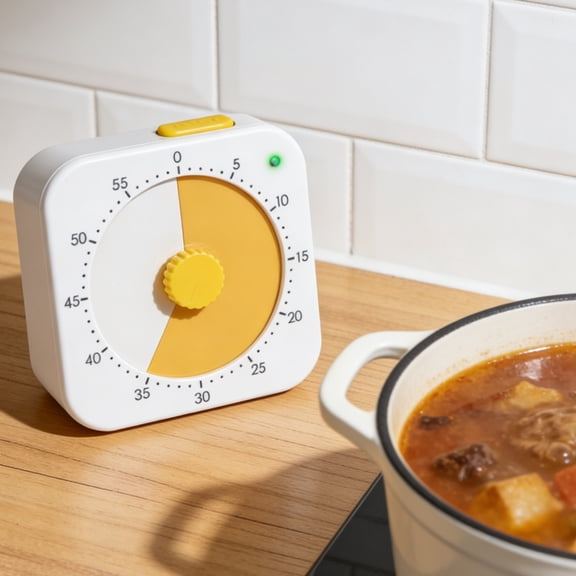 HaevnNest Visual Timer Yellow Visual Countdown Clock for Kitchen Cooking Time Management