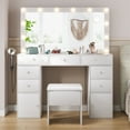 thumbnail image 1 of Haewon 47.2" Vanity Desk with Mirror, Power Outlet & Adjustable LED Lights, 7 Drawers, 2 Cabinet and Storage Chair, Makeup Desk for Women & Teens, White, 1 of 7