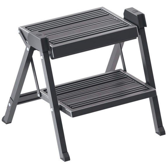 Hafele Stepfix 2-Step Folding Stool - Anthracite, 330 lbs, Compact