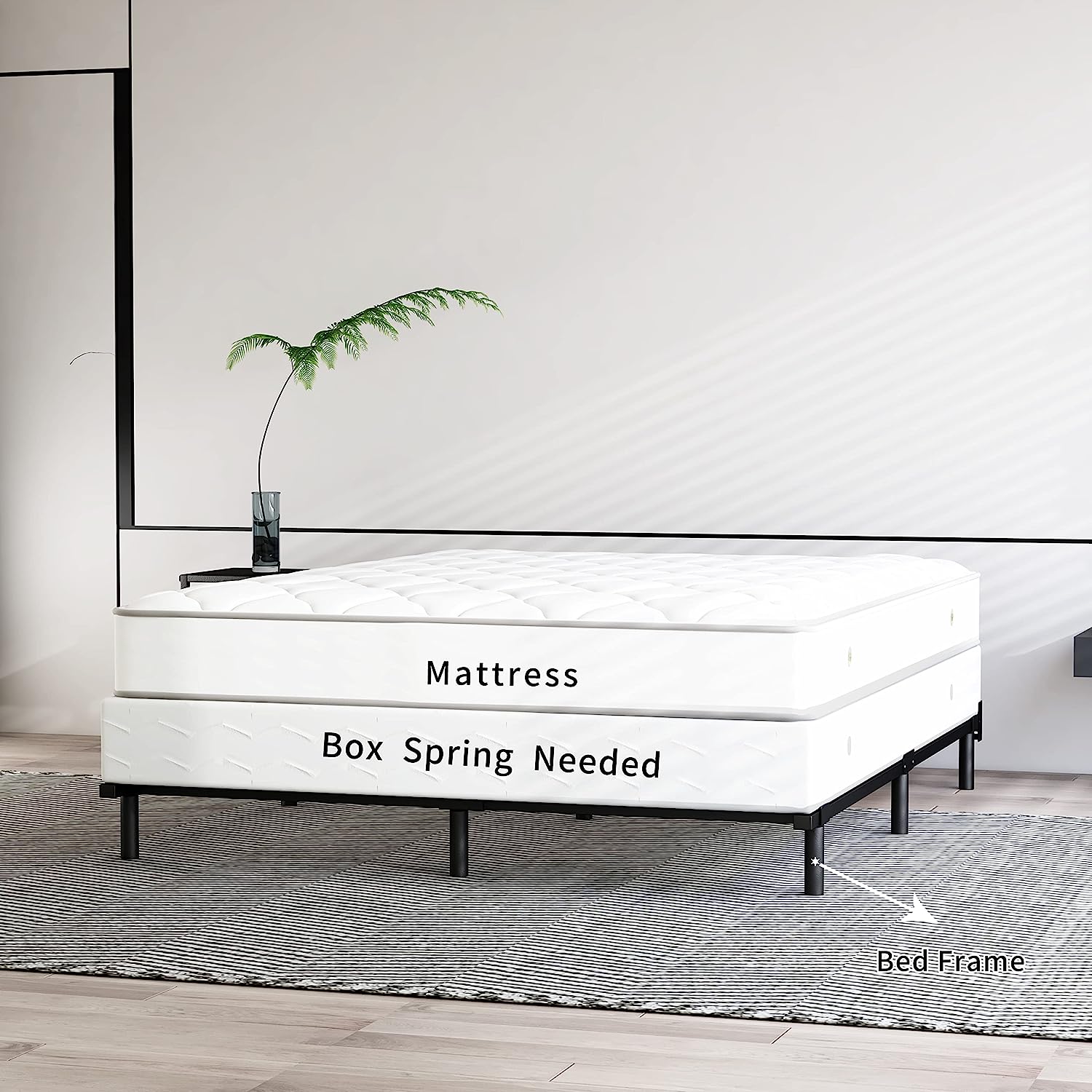 Hafenpo Metal Bed Frame Sturdy Platform Bed Frame Heavy Duty NonSlip Bed Frame Black Queen