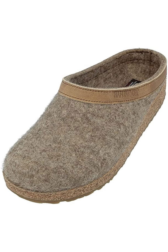 Men's Wool Rubber Sole Felt Open Back Slippers, 7 US - Beige 550 Peat