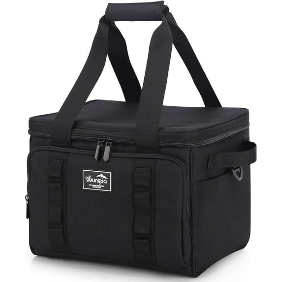 Hafmall Cooler Bag 24-Cans Collapsible Soft Cooler Small Insulated Leakproof Soft Sided Cooler Bag 18L Portable Ice Chest Cooler Travel Camping Beach Picnic Lunch Cooler for Grocery Fishing, Black