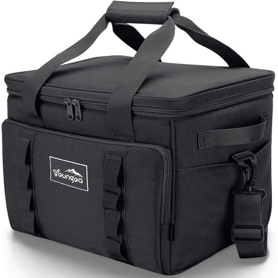 Hafmall Cooler Bag 32L Collapsible Soft Cooler with Shoulder Strap, Black Leakproof Insulated Tote