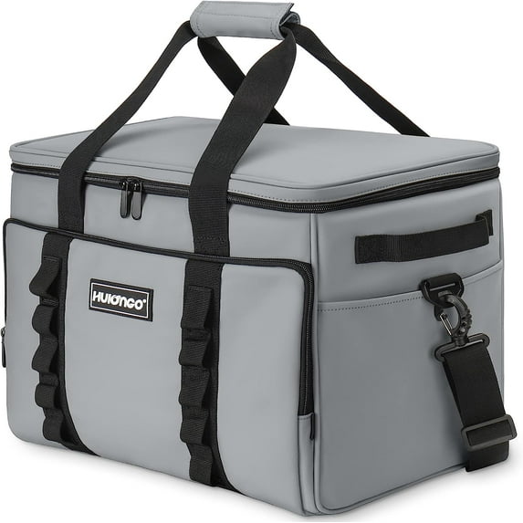 Hafmall Cooler Bag 48 Cans Collapsible Soft Cooler Large Insulated Leakproof Soft Sided Cooler Bag 32L Portable Ice Chest Cooler Travel Camping Beach Picnic Cooler, Waterproof Lunch Tote Cooler, Gray