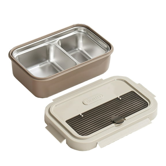 Haful 1X Lunch Box Double Stack Lunch Box Eating Container 2 Compartment Meal Prep Food Storage Containers Lightweight Non Stick Includes