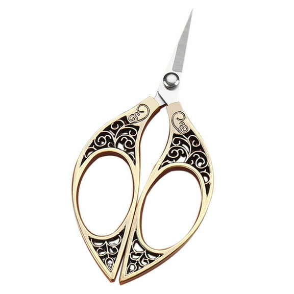 Haful 1X Scissors, Retro Small Scissors Tailor Cutting Thread Head Tea Pointed Stainless Steel Office Dragon and Handmade Special Gold Scissors
