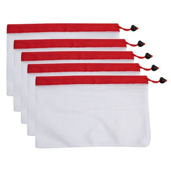 Haful 5X Storage Bags Reusable Produce Bags 5Pcs Washable Mesh Bags with Drawstring Vegetable Bag for Fruit Grocery Shopping Storage and Toys
